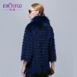 ENJOYFUR new real silver fox fur strip coat  for winter women outwear fur jacket 2016 Russian high-end female real fur coat