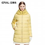ERAL 2016 Winter Women's Slim Hood Knitted Patchwork Thick Fashion Medium-long Down Jacket Female Coat ERAL6006D