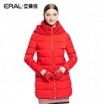 ERAL 2016 Winter Women's Slim Hood Knitted Patchwork Thick Fashion Medium-long Down Jacket Female Coat ERAL6006D