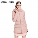 ERAL 2016 Winter Women's Slim Hood Knitted Patchwork Thick Fashion Medium-long Down Jacket Female Coat ERAL6006D