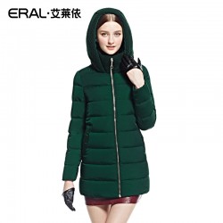 ERAL 2016 Winter Women's Slim Hood Knitted Patchwork Thick Fashion Medium-long Down Jacket Female Coat ERAL6006D