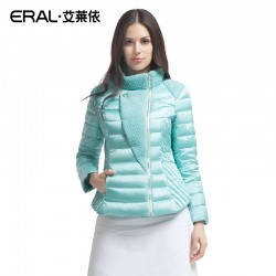 ERAL 2016 Winter Women's Slim Wool Patchwork Stand Collar Causal Short Down Coat Down Jacket ERAL2030D