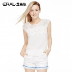 ERAL Women's Summer New Arrival Sleeveless Chiffon O-neck Hollow Out Casual Brief Top ERAL31040-EXAC