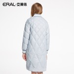 ERAL Women's Winter 2016 Slim Knitted Patchwork Plaid Medium-long Down Coat V-neck Casual Down Jacket ERAL16088-EDAB