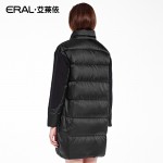 ERAL Women's Winter 2016 Slim Stand Collar Medium-long Down Jacket Wool Patchwork Luxury Outerwear ERAL16039-EDAA