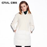 ERAL Women's Winter 2016 Slim Stand Collar Medium-long Down Jacket Wool Patchwork Luxury Outerwear ERAL16039-EDAA