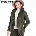 ERAL Women's Winter 2016 Slim Thickening Wool Collar Luxury Lambswool Patchwork Casual Down Jacket Outerwear  ERAL12030-EDAB