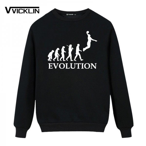 EVOLUTION Slam Dunk Printed  Fleece Hoodies Sweatshirt Men  Sleeve O-Neck Cotton Men Fahion Tops  Increase S-XXXL