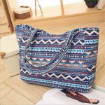 EXCELSIOR Waterproof Canvas Casual Zipper Shopping Bag Large Tote Women Handbags Floral Printed Ladies Single Shoulder Beach Bag