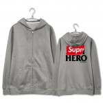 EXO Baekhyun new kpop unisex 4 color zipper fleece hoodies cotton letter Supr*me Hero sweatshirts for men or women D050