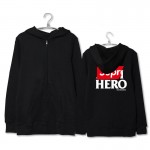 EXO Baekhyun new kpop unisex 4 color zipper fleece hoodies cotton letter Supr*me Hero sweatshirts for men or women D050