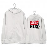 EXO Baekhyun new kpop unisex 4 color zipper fleece hoodies cotton letter Supr*me Hero sweatshirts for men or women D050
