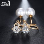 Effie Queen Fashion Cute Ear Wire Earrings Female Models Long Drop Crystal Imitation Pearl Jewelry Dangle Earrings Brincos DDE26