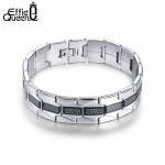 Effie Queen Promotion Black Chain Link Men's Bracelets High Quality Stainless Steel 16mm Width Bracelet Wholesale IB02