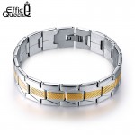 Effie Queen Promotion Black Chain Link Men's Bracelets High Quality Stainless Steel 16mm Width Bracelet Wholesale IB02
