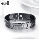 Effie Queen Promotion Black Chain Link Men's Bracelets High Quality Stainless Steel 16mm Width Bracelet Wholesale IB02