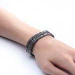 Effie Queen Promotion Black Chain Link Men's Bracelets High Quality Stainless Steel 16mm Width Bracelet Wholesale IB02