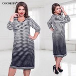 Elegant Autumn Winter women dress big sizes Women loose long dresses plus size dress  Three Quarter casual dress L-6XL vestidos