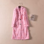 Elegant Coats 2017 Spring Warm Long Sleeve Star Style Pink Appliques Fashion Beautiful Turn-down Women New Coat