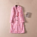 Elegant Coats 2017 Spring Warm Long Sleeve Star Style Pink Appliques Fashion Beautiful Turn-down Women New Coat