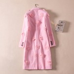 Elegant Coats 2017 Spring Warm Long Sleeve Star Style Pink Appliques Fashion Beautiful Turn-down Women New Coat