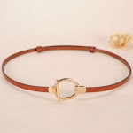 Elegant Genuine Leather Belt Women First Layer Of Cowhide Strap Female Fashion Round Buckle Leather Dress Thin Belts For Women