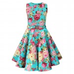 Elegant Pink Print Foral 1950S 60s Sexy Dresses Women Summer Rockabilly Dress Sleeveless Cotton Vintage Dress