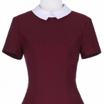 Elegant Wine Short Sleeve Casual Work Sheath Womens Elegant 1950s Vintage Pinup Retro Rockabilly Kate Kasin Bodycon Dress 