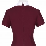 Elegant Wine Short Sleeve Casual Work Sheath Womens Elegant 1950s Vintage Pinup Retro Rockabilly Kate Kasin Bodycon Dress 