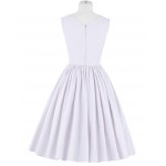 Elegant Women 50s Vintage Dress Pinup Retro Audrey Hepburn White Red Black Slim Fitted Stretch Formal Party Cocktail Swing Dress