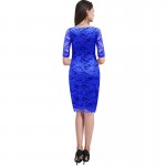 Elegant Women Evening Party Half Sleeve Full Lace Bodycon Pencil Dress Stretchy Knee-Length Sheath Casual Lace Dress New S-XXXL