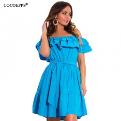 Elegant ruffle Off Shoulder women dresses large size casual women summer dress  plus size sexy party dresses Vintage vestidos