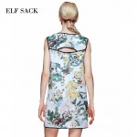 Elf SACK corner summer fashion rustic fresh tank dress sweet sleeveless print one-piece dress female