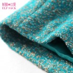 Elf SACK woolen winter female vintage turn-down collar fashion embroidery loose fashion woolen outerwear