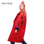 Elf SACK yp travel winter female woolen overcoat woolen outerwear female long design 