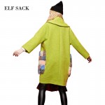 Elf SACK yw 2016 fur pocket circle it long design woolen outerwear female