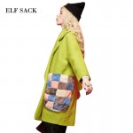 Elf SACK yw 2016 fur pocket circle it long design woolen outerwear female