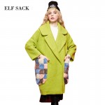 Elf SACK yw 2016 fur pocket circle it long design woolen outerwear female