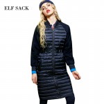 Elf SACK z fanaticism winter patchwork 2016 stand collar slim waist down coat female long design 