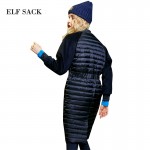Elf SACK z fanaticism winter patchwork 2016 stand collar slim waist down coat female long design 