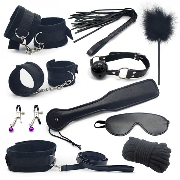 Erotic Toy 10pce/ Set sexy toys Adult Games sex Bondage Restraint,Handcuffs Nipple Clamp Whip Collar  sex toys for couples