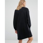 Europe US Fashion New Autumn Thick Fleece Black Dresses for Women Loose Lantern Sleeve Winter Dress S-XL Casual Vestidos