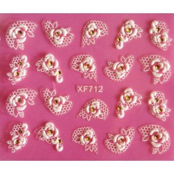 Europe beauty white flower rose lace carved 3D nail art stickers 3D nail stickers tools