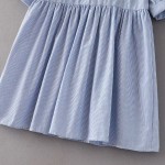 European 2017 Dress Women Folk Retro Style Stripe Floral Embroidery Casual Loose Vintage Lantern Sleeve Pleated Short Dress