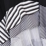 European 2017 Spring Women New Dress Long-sleeved Round Neck Stripes Stitching Irregular Flounced Dress