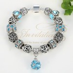 European Authentic BEADS jewelry silver plated owl beads pink/white crystal Charm bracelets for women Original DIY Jewelry