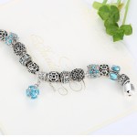 European Authentic BEADS jewelry silver plated owl beads pink/white crystal Charm bracelets for women Original DIY Jewelry