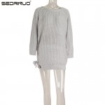 European Style New Arrival Knitted Women Grey/Black Dress Fashion O-neck Long Sleeve Winter Vestidos Casual Solid Sweater Dress