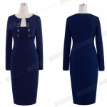 European new Sexy open front bandage bodycon dress women sheath long sleeve winter dress elegant causal office dress b10