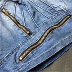 European style women pure cotton denim jacket locomotive model all match fashion sexy more zippers stand collar elastic coat H67